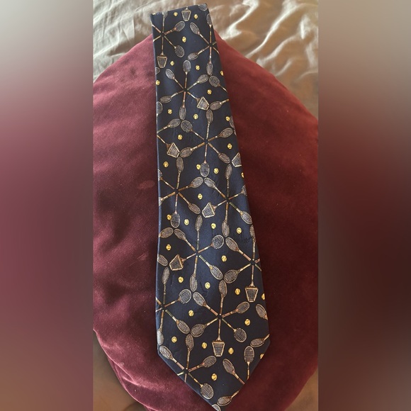 Nicole Miller Vintage Silk Tie- Tennis Theme, 1995 - Picture 1 of 3
